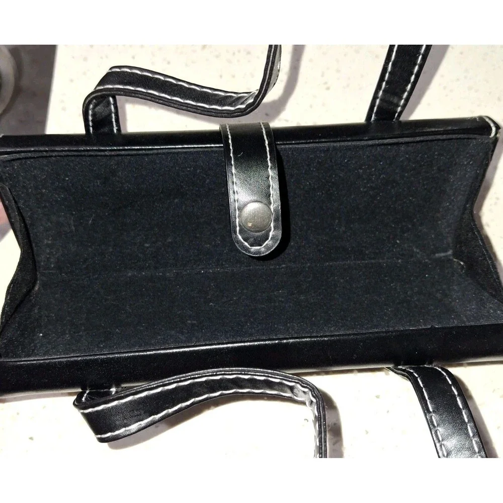 Black Small Rectangular Handbag Cosmetic Purse with Decorative Silver Tone Studs